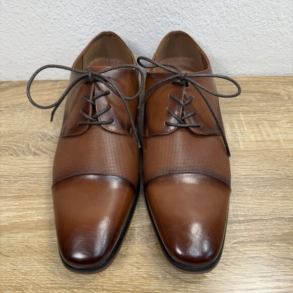 NEW Guess Shelly Cap Toe Oxford MEN\'S 9 Brown Faux Leather Formal Dress Shoes main image 8